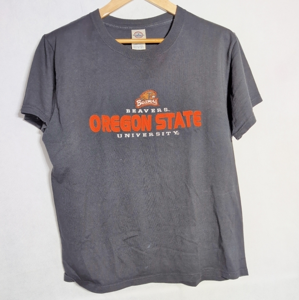 Vintage Delta Embroidered Oregon State University Black T-Shirt Beavers